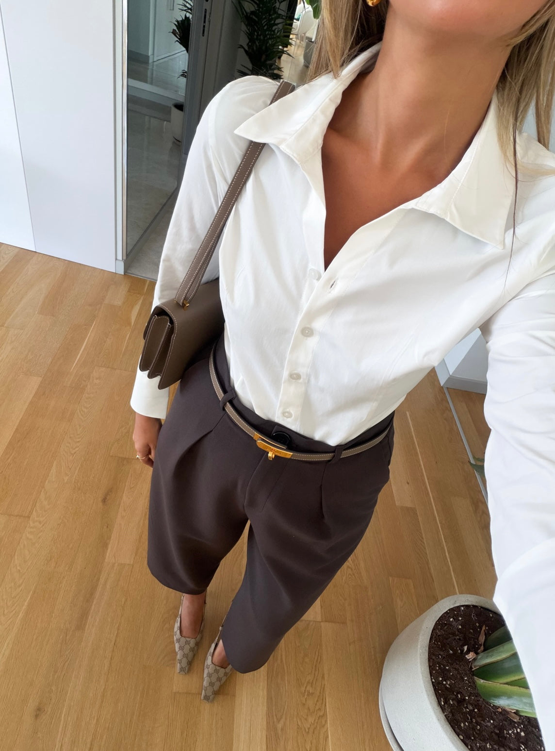 Basic Waisted Shirt - White