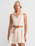 Beige Linen Dress