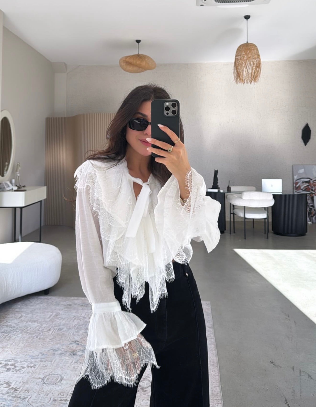 White Lace French Shirt