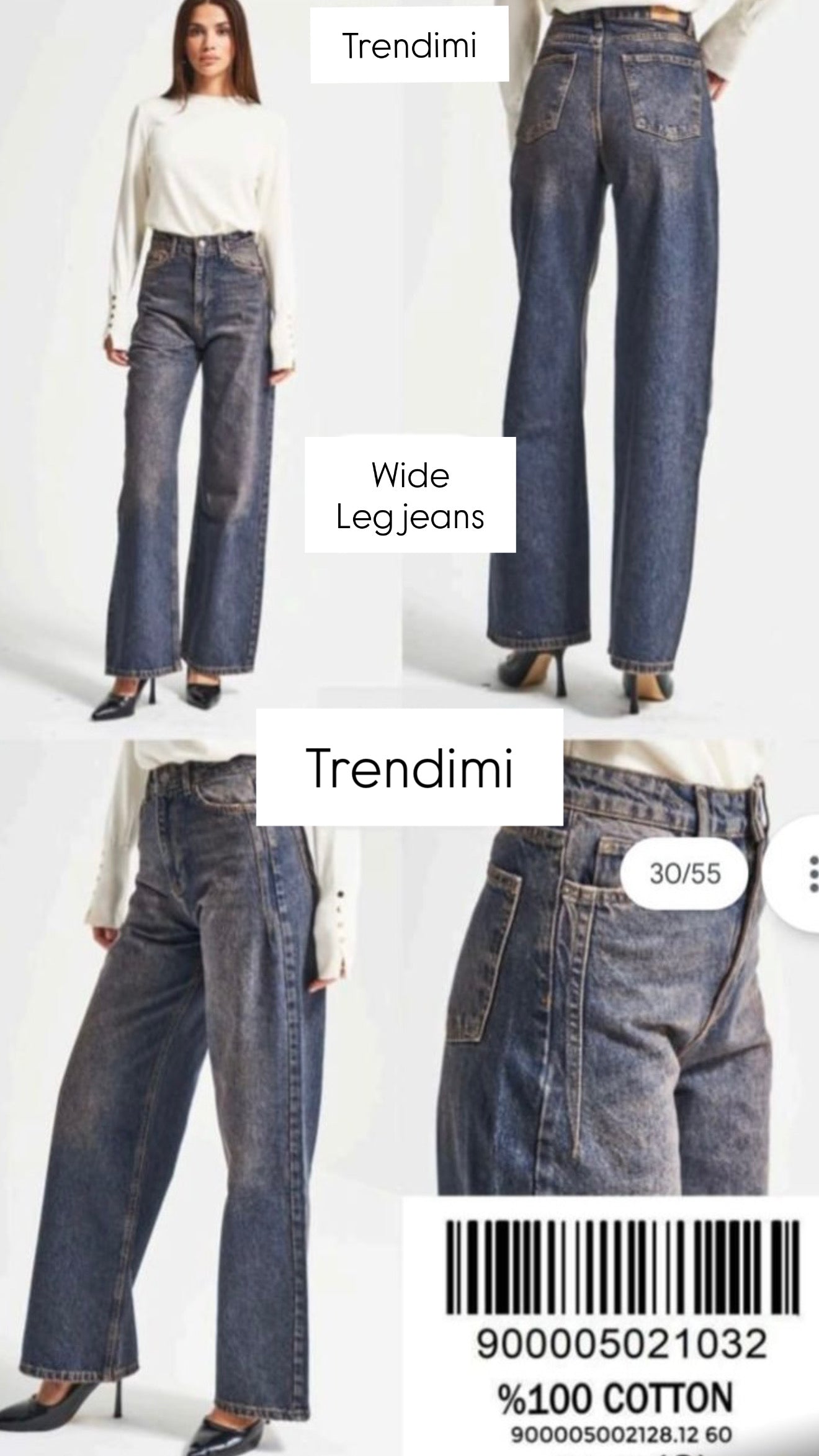 Blue Wide-leg Jeans