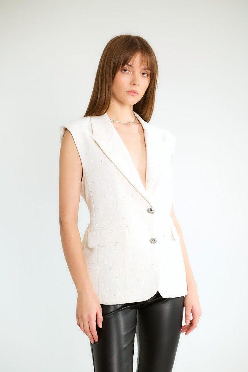 Rhinestone detailed Vest
