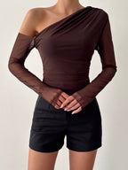 Chiffon Top - Brown