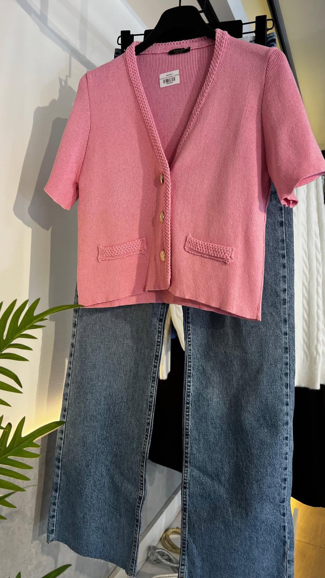 MD SS Pink Cardigan