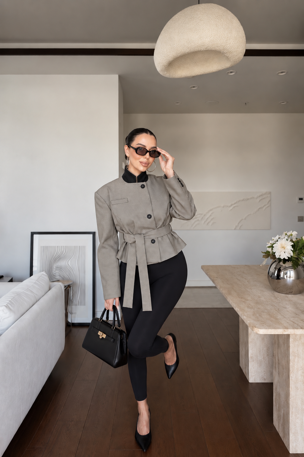 Check Collar Blazer