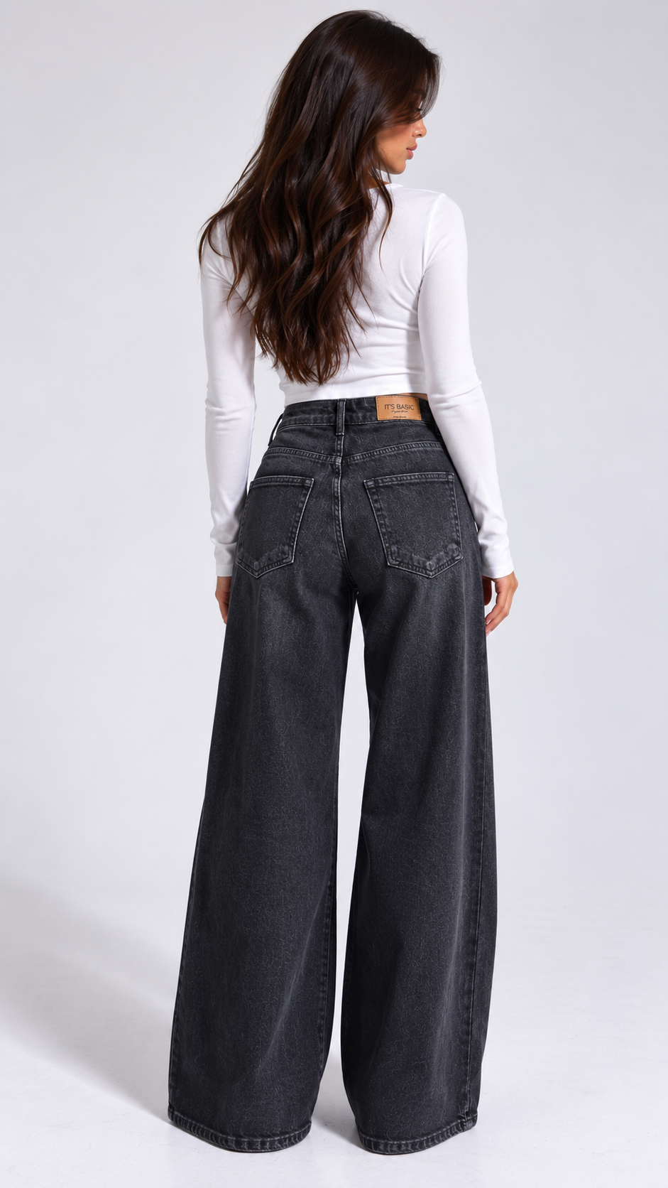 Washed Black Palazzo Jeans