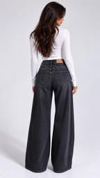Washed Black Palazzo Jeans
