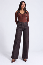 Double Button Brown Jeans