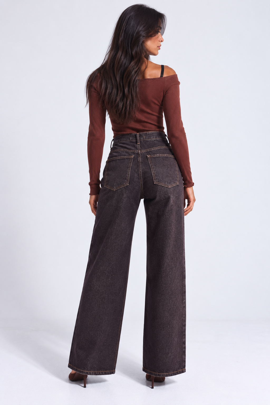 Double Button Brown Jeans
