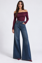 Blue Wash Wide Flare Jeans