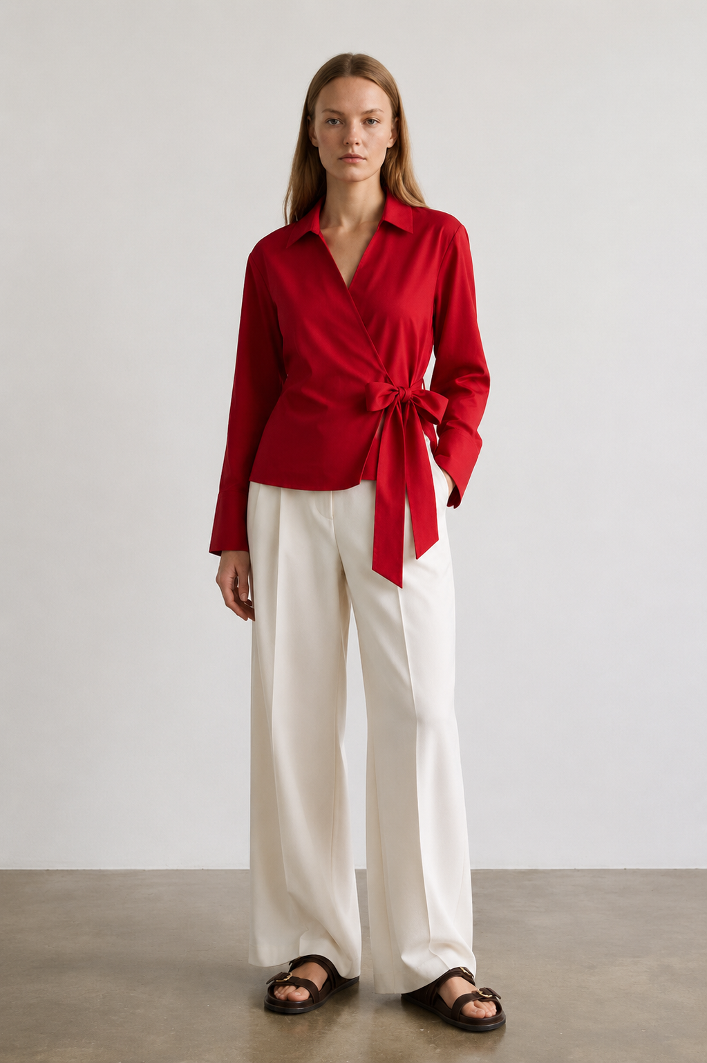 Side Tie Shirt - Red