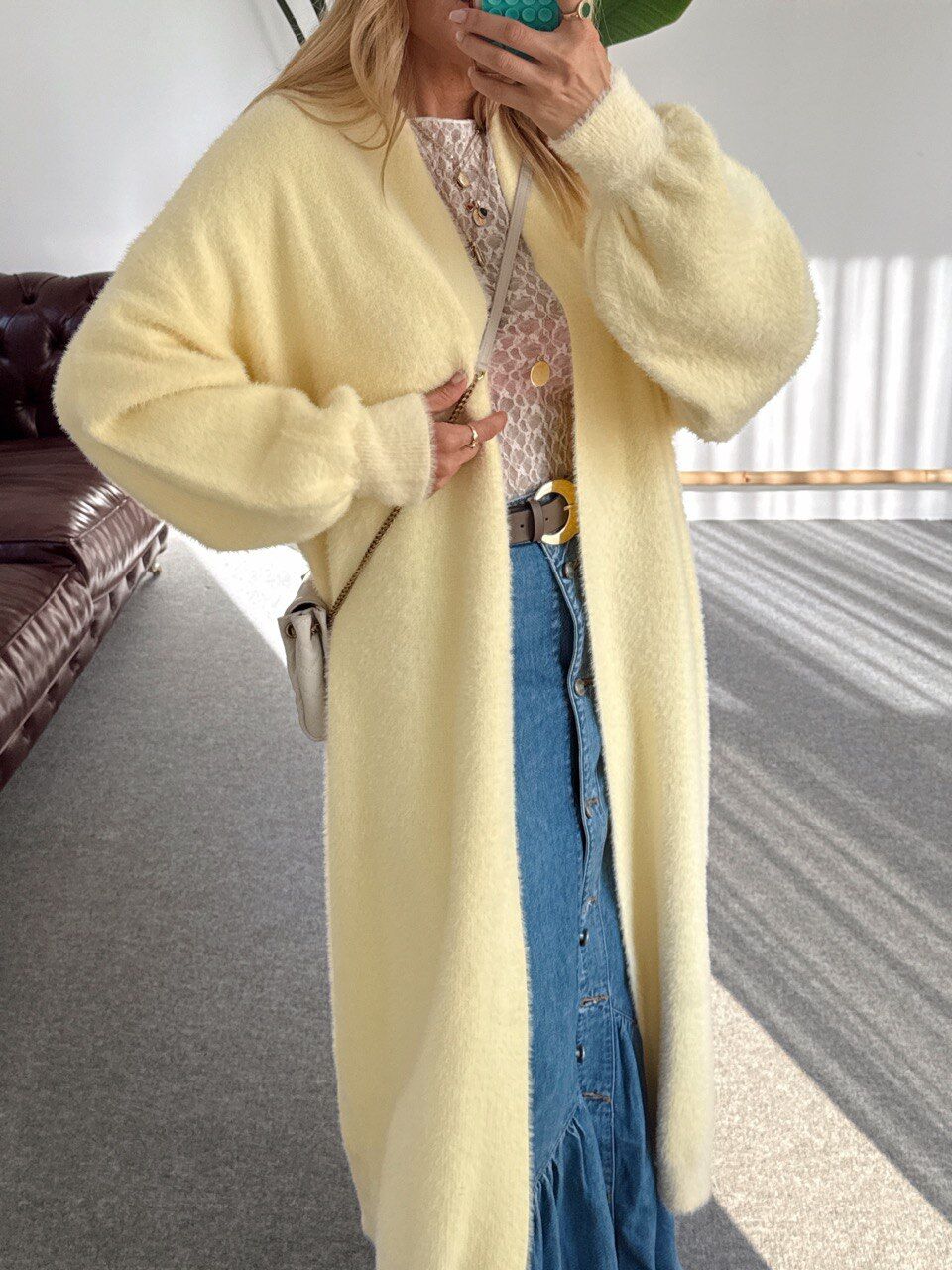 Yellow Soft Long Cardigan