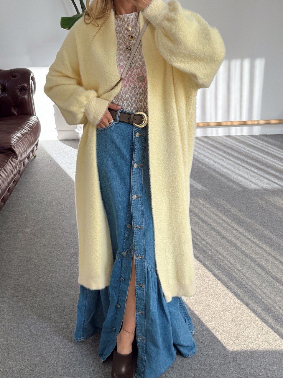 Yellow Soft Long Cardigan