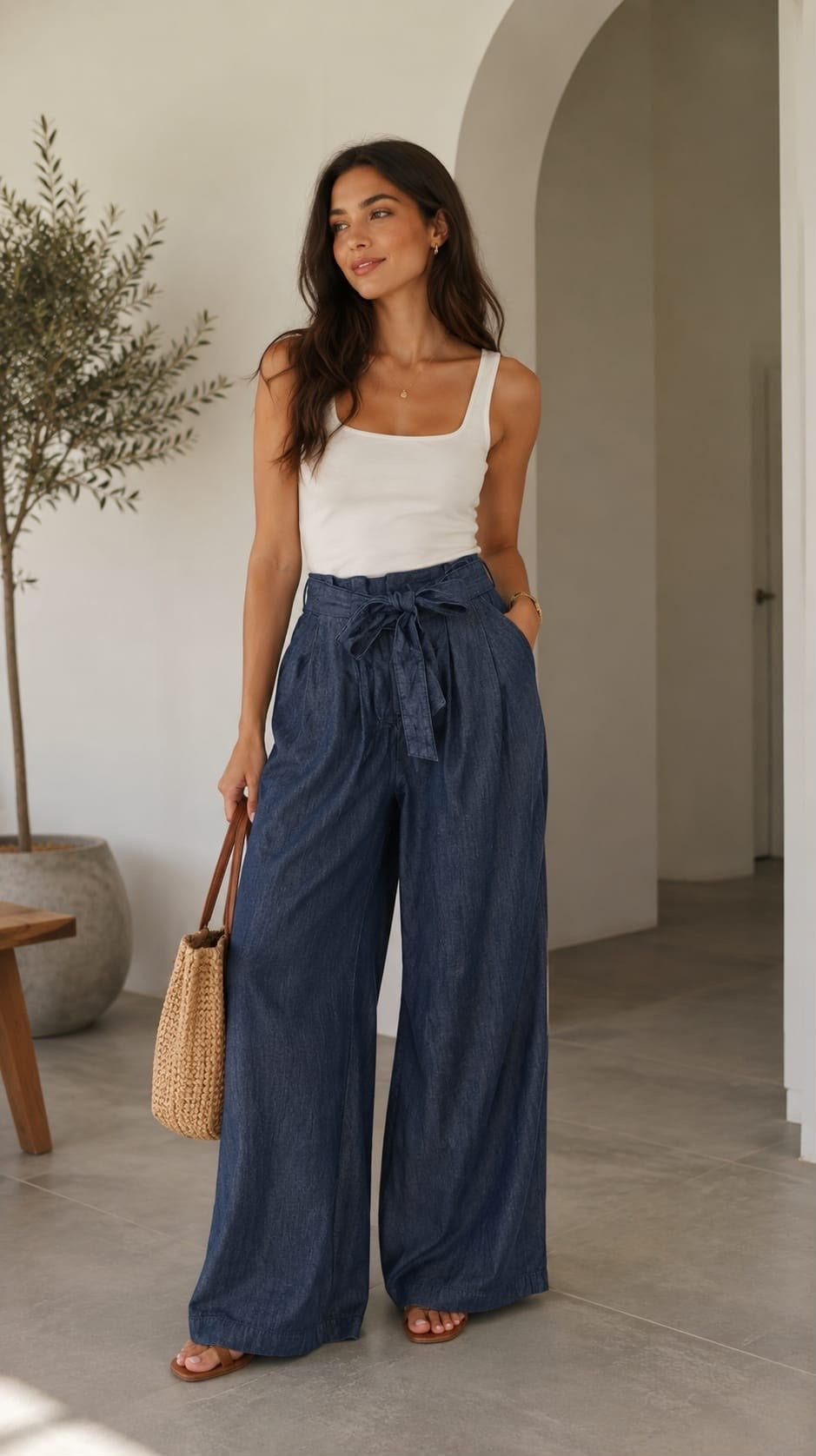 Navy Comfy Denim Pants