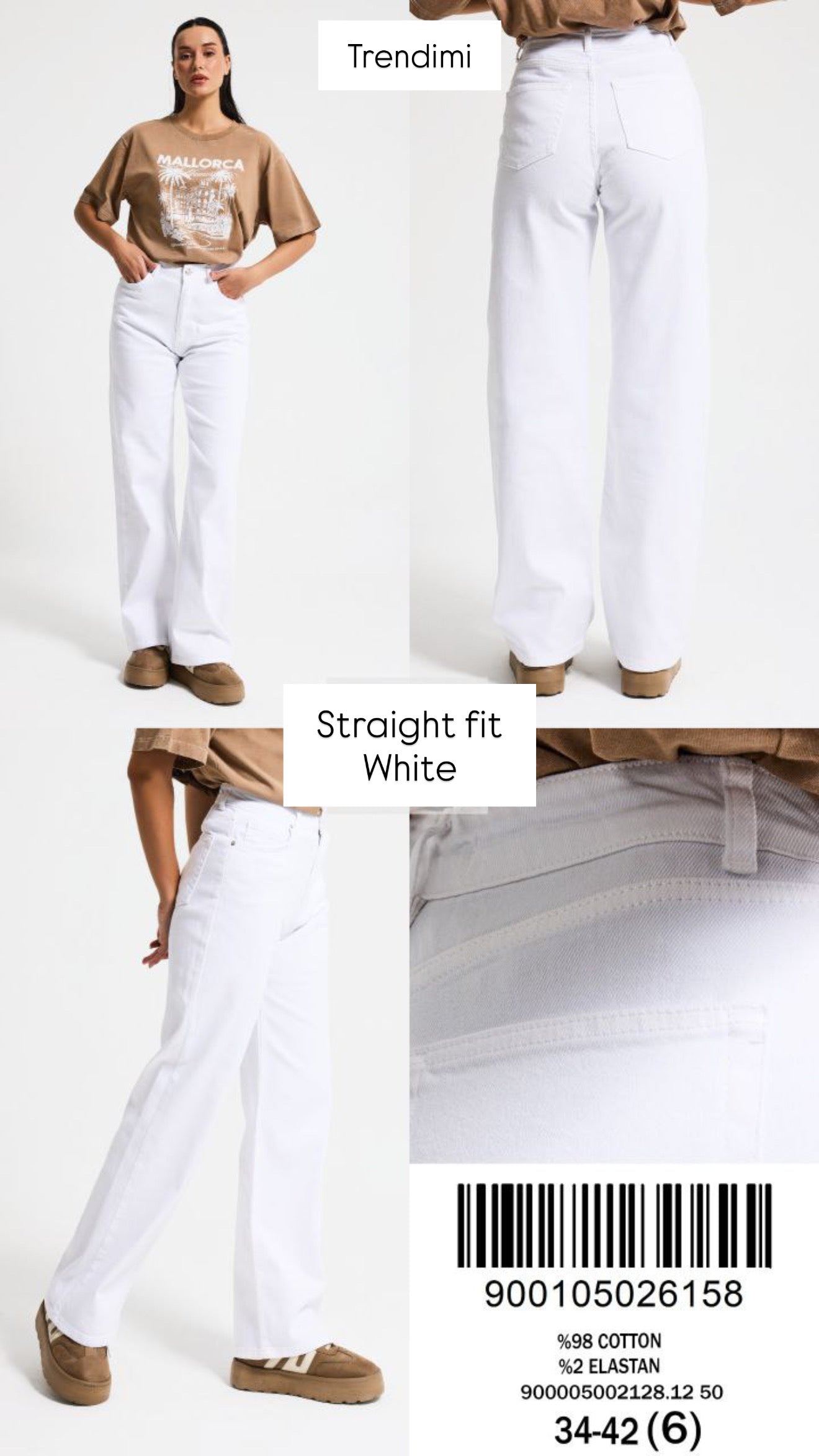 White Straight Fit Jeans